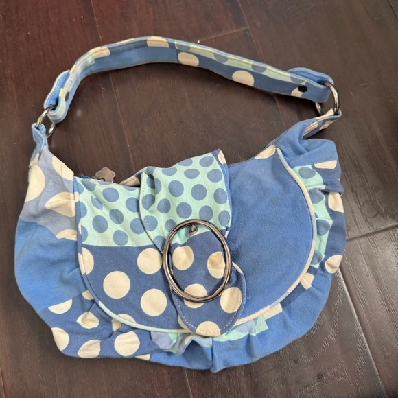 Y2K Polka Dot Patchwork Shoulder Bag baguette - Picture 2 of 9